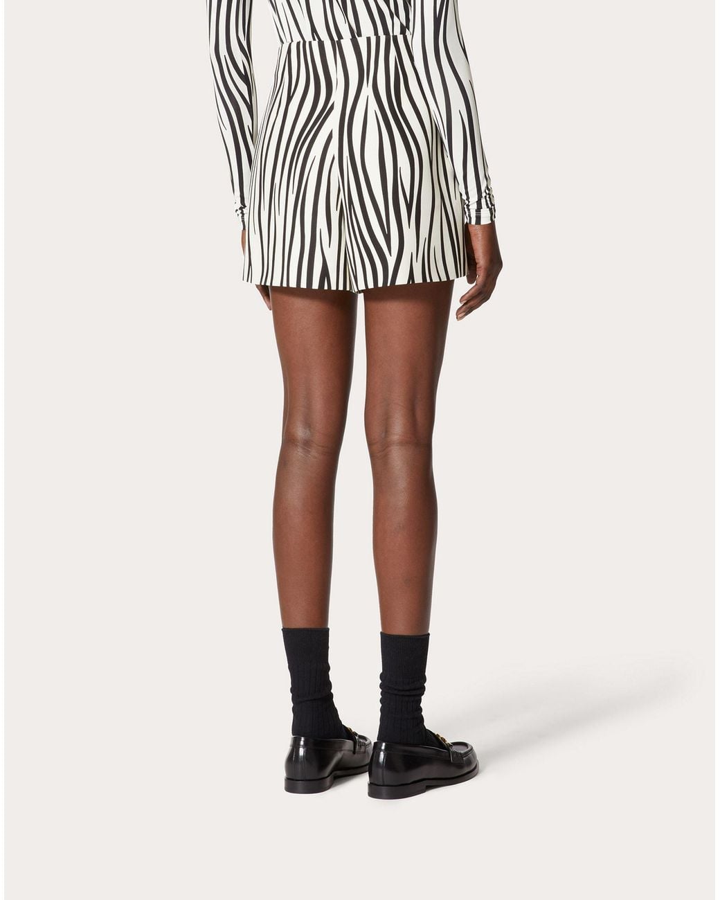 Valentino Black Zebra-Print Shorts
