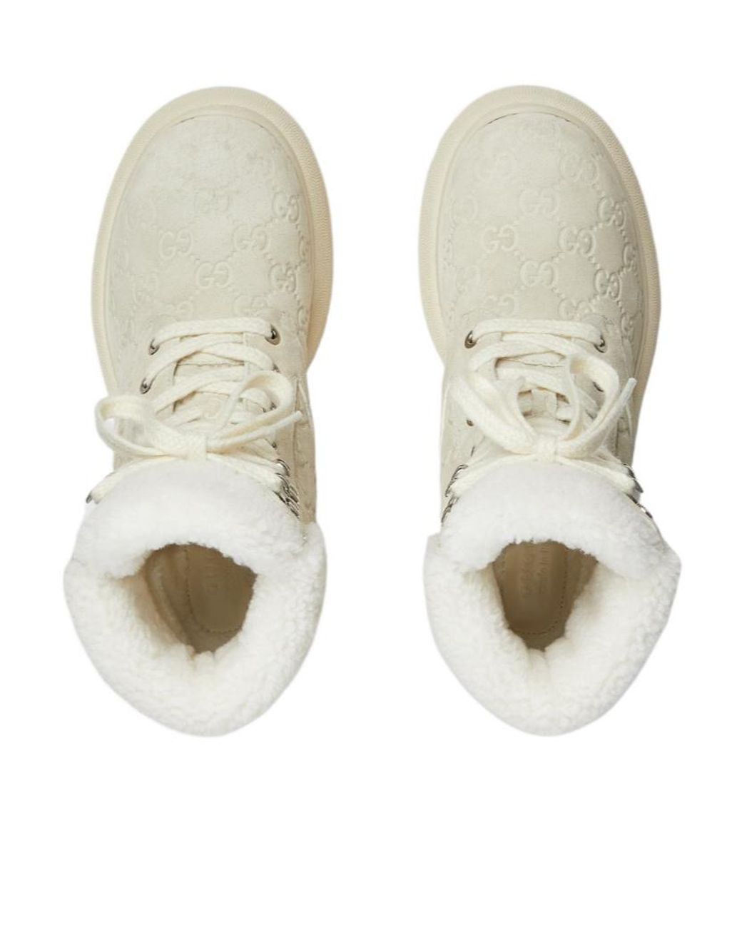 Gucci Natural Lace-Up Ankle Boots