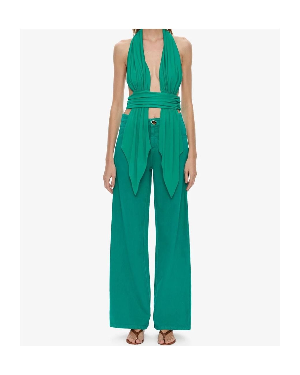 Christopher Esber Green Quartz Relaxed Wide-Leg Jeans