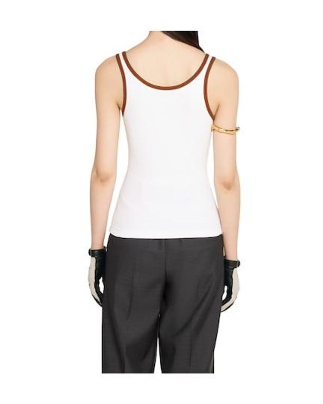 Gucci White Web Detail Cotton Tank Top