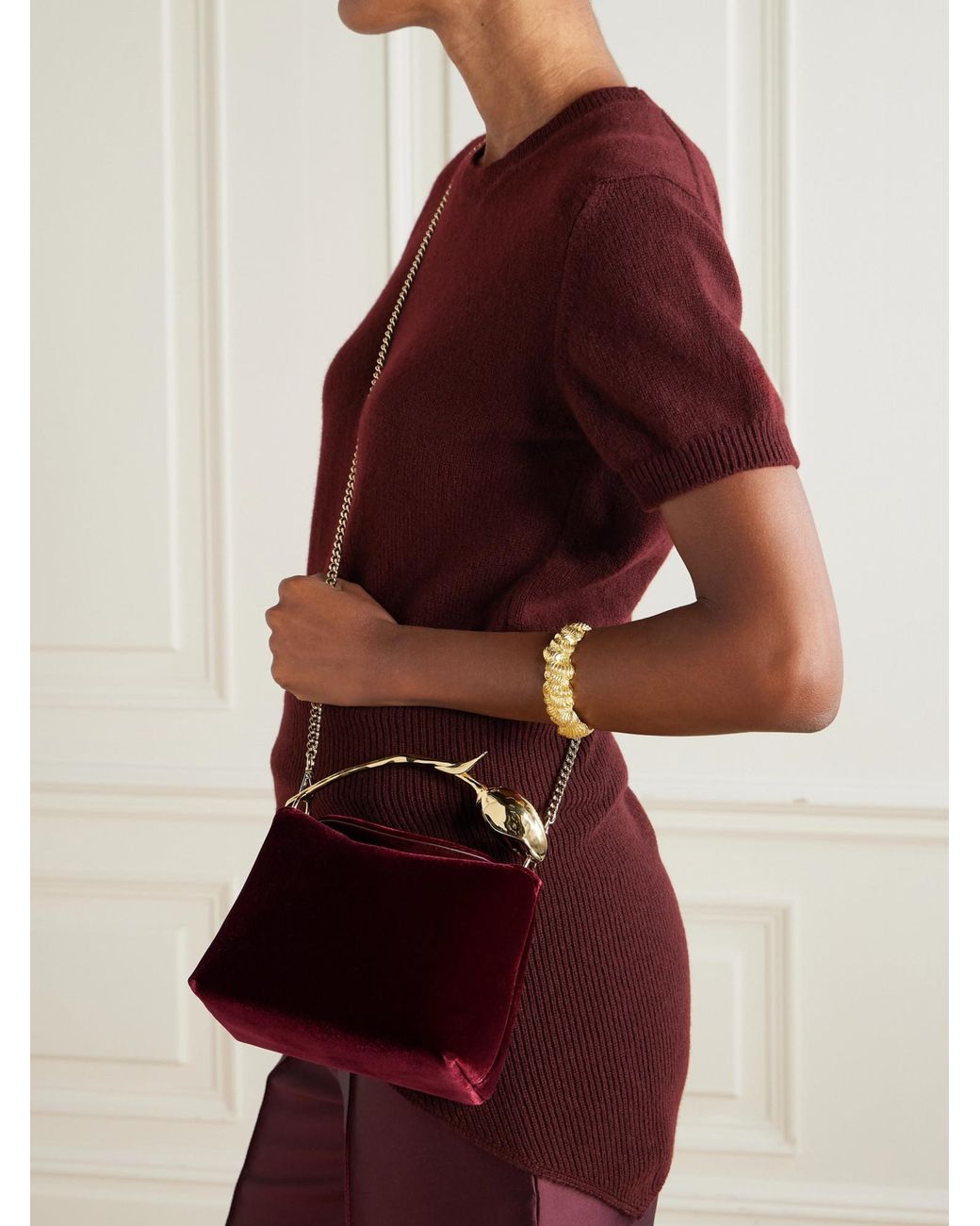 Erdem Red Mini Velvet Clutch