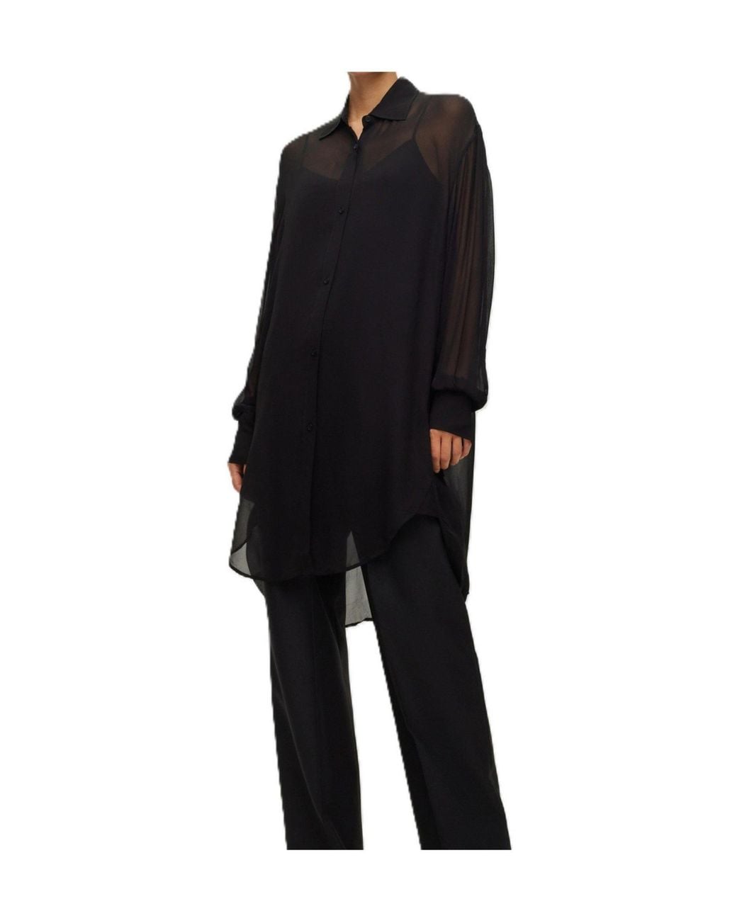 Boss Black Sheer Long Shirt Dress