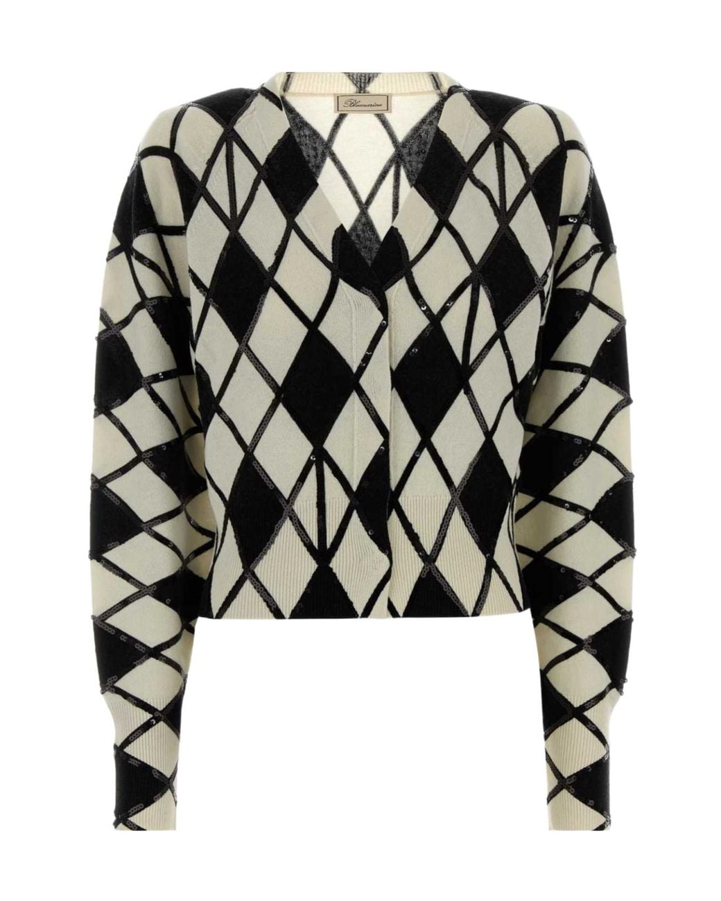 Blumarine Black Embroidered Wool Cashmere Cardigan