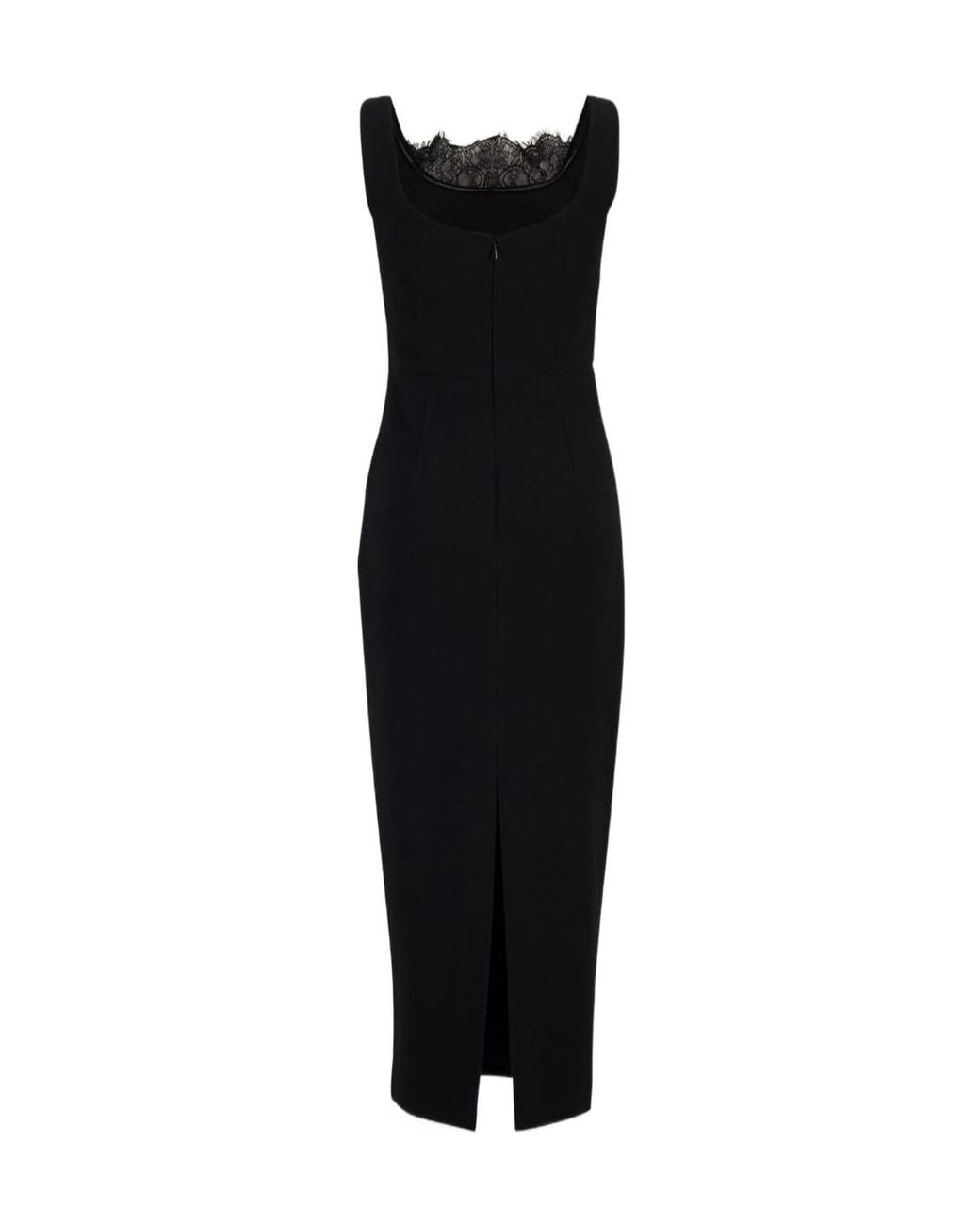 Roland Mouret Black Lace-Insert Crepe Dress