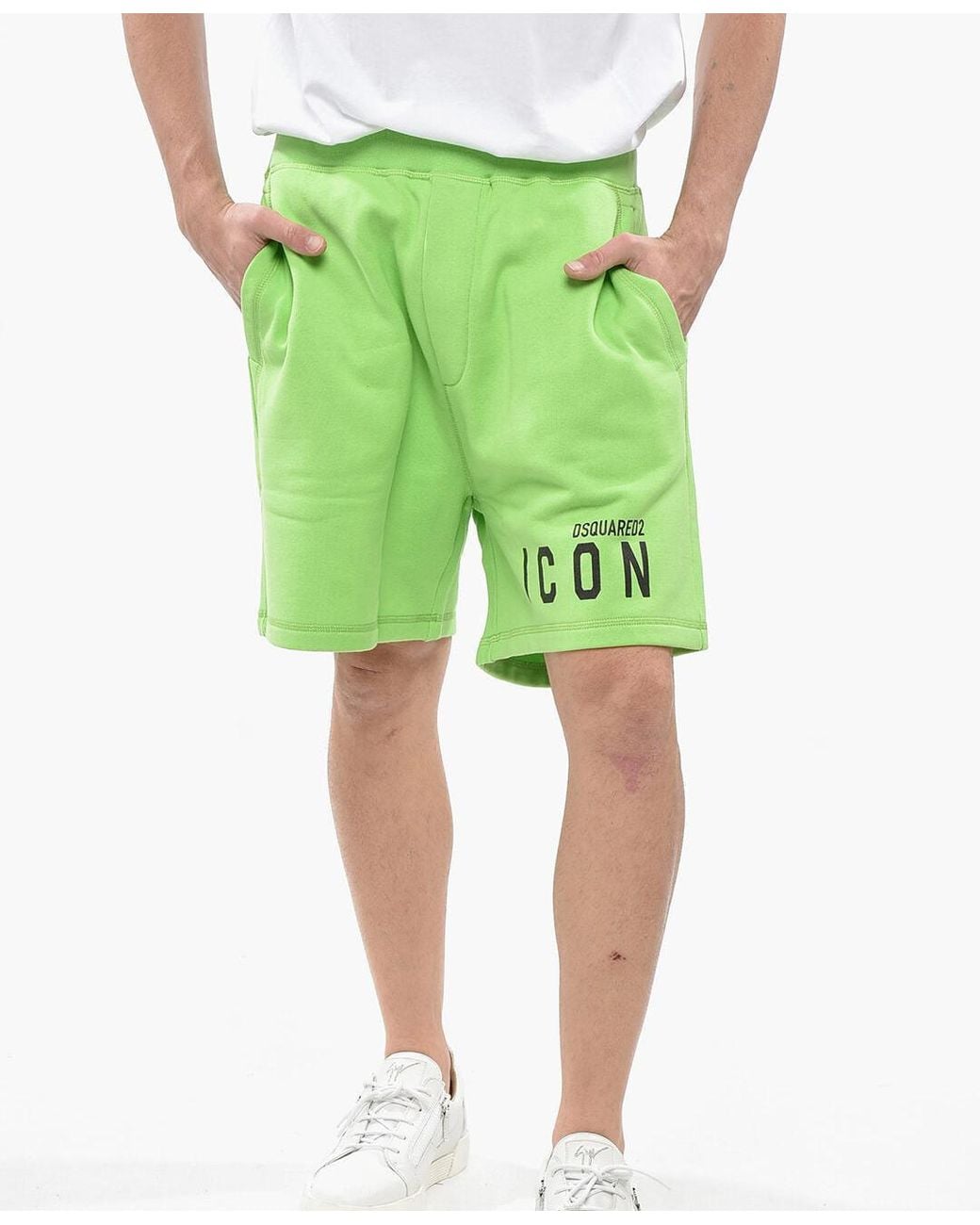 DSquared² Green Icon Logo-Print Shorts for men