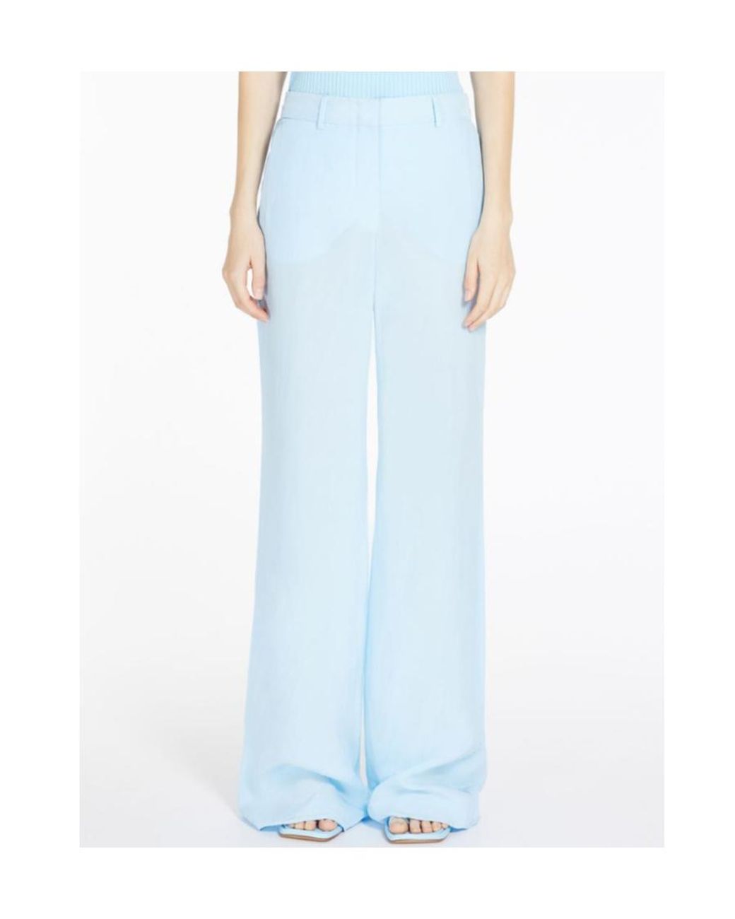 Sportmax Blue High Waist Straight Leg Pants