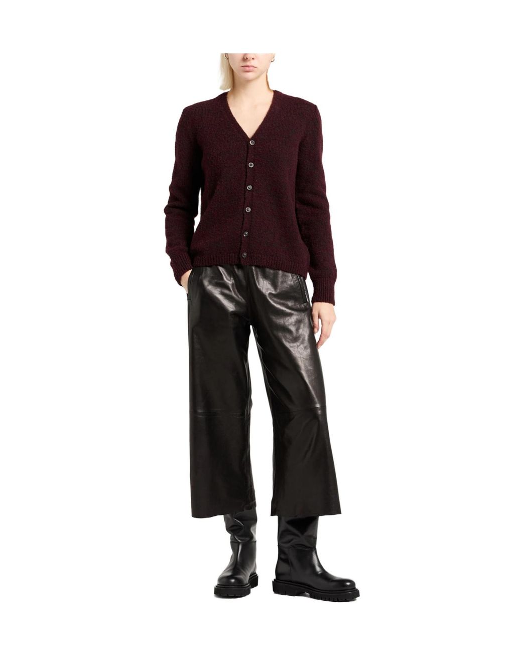 Maison Margiela Purple Two-Tone Knit Cardigan