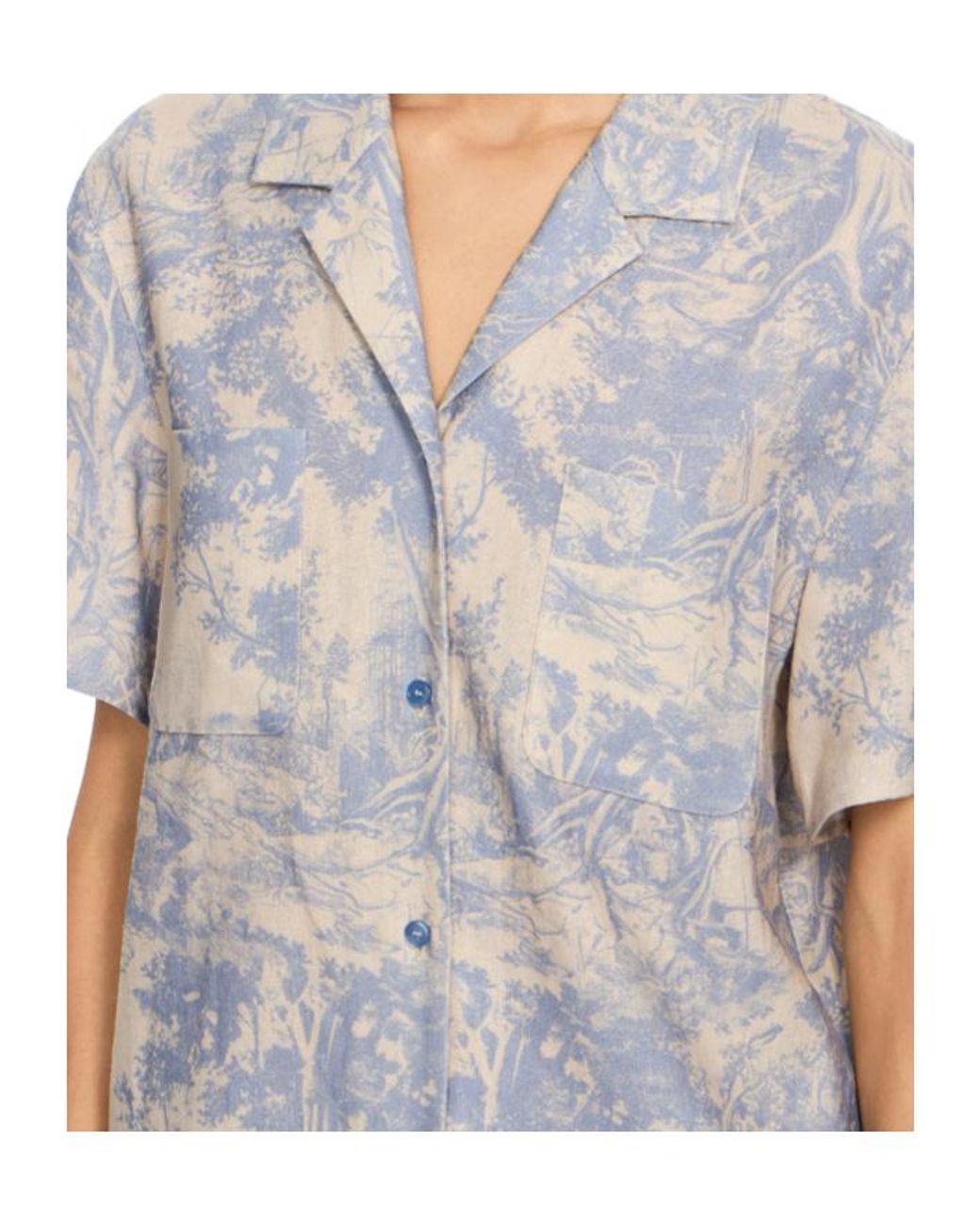 Off-White c/o Virgil Abloh Gray City Nature Linen Ss Pajama Shirt