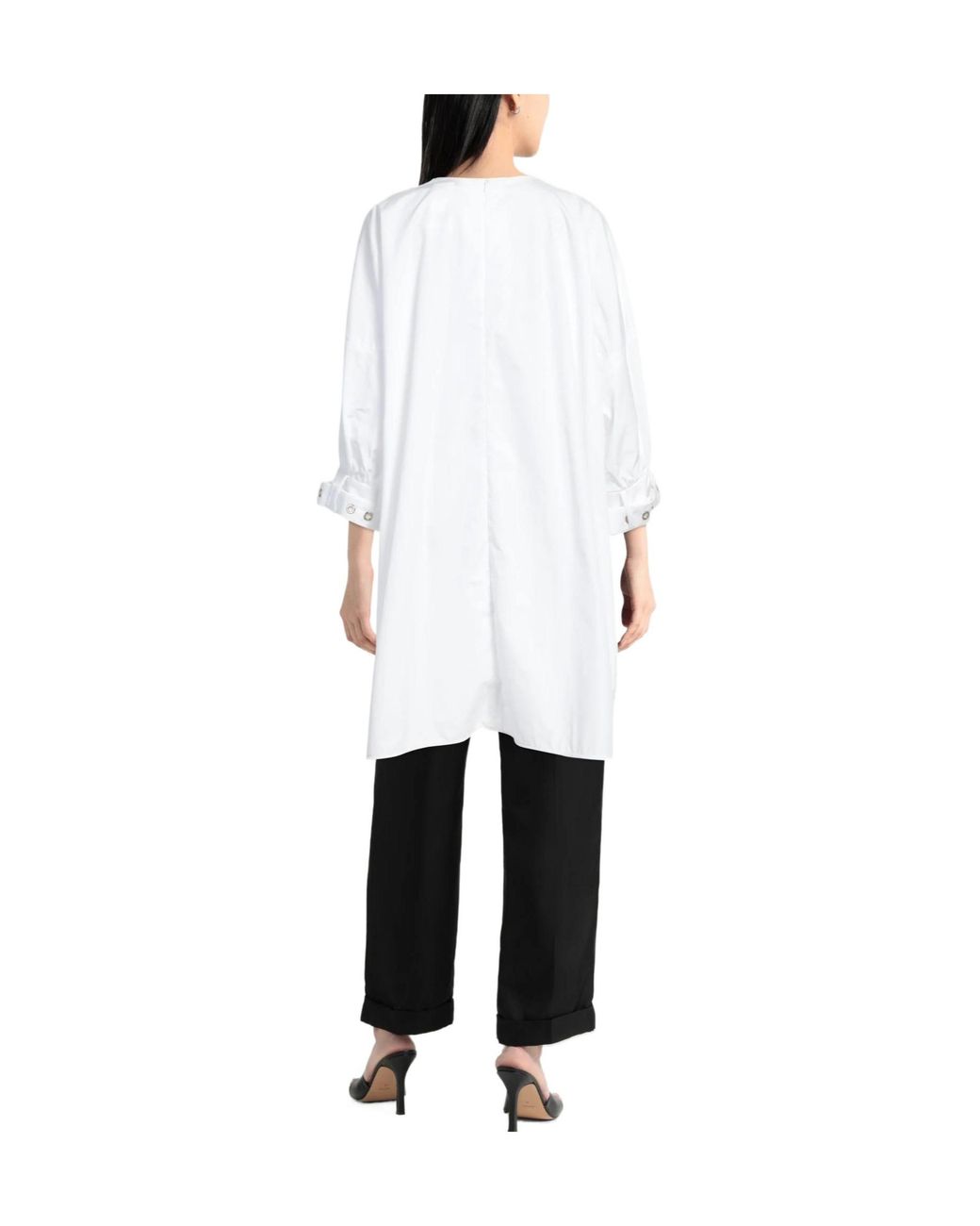 Max Mara White Solid-Color Twill Long-Sleeved Top