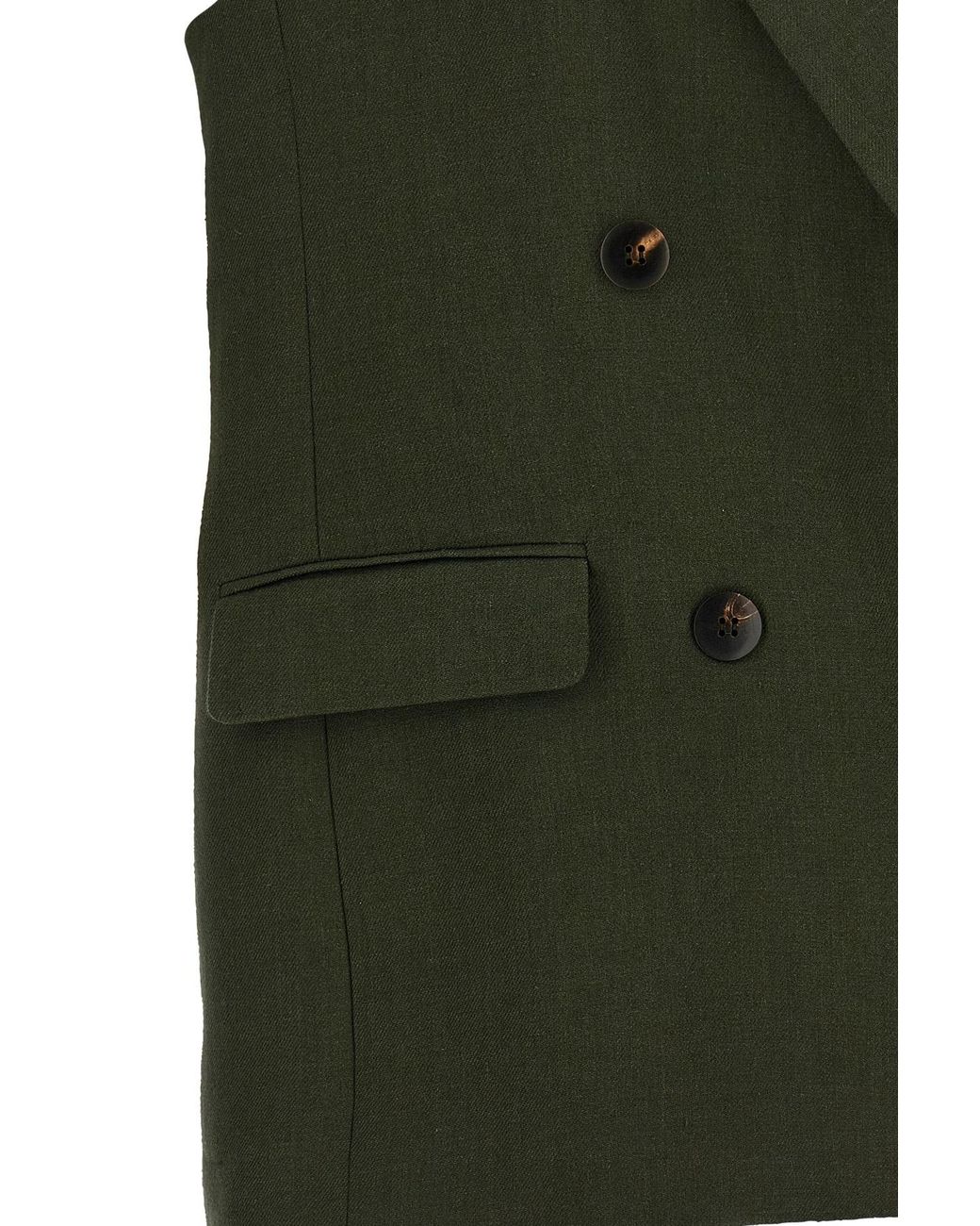 Max Mara Green Linen Double-Breasted Vest