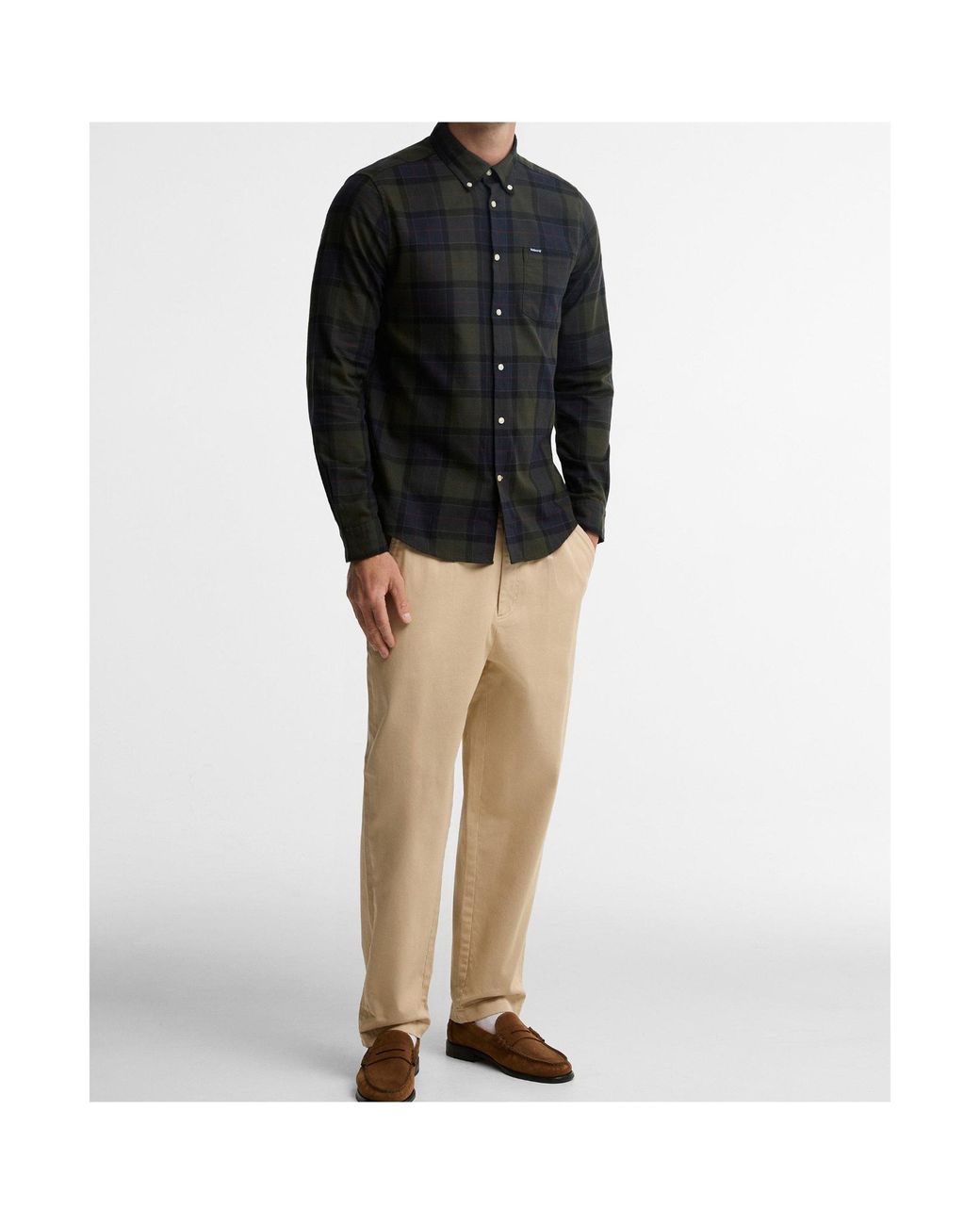 Barbour Blue Buttondown Plaid Long Sleeve Shirt for men