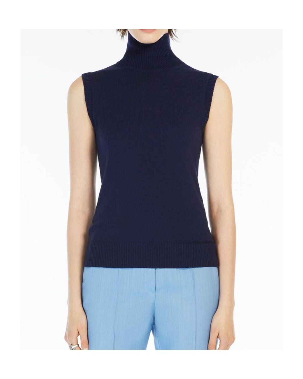 Sportmax Blue Sleeveless Wool Sweater