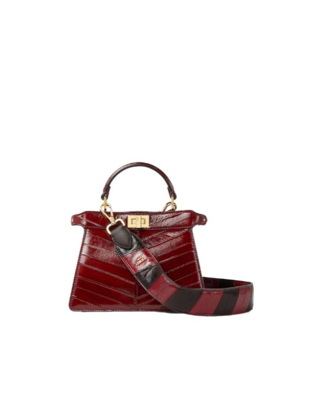 Fendi Red Two-Tone Inlaid Hagfish Shoulder Strap