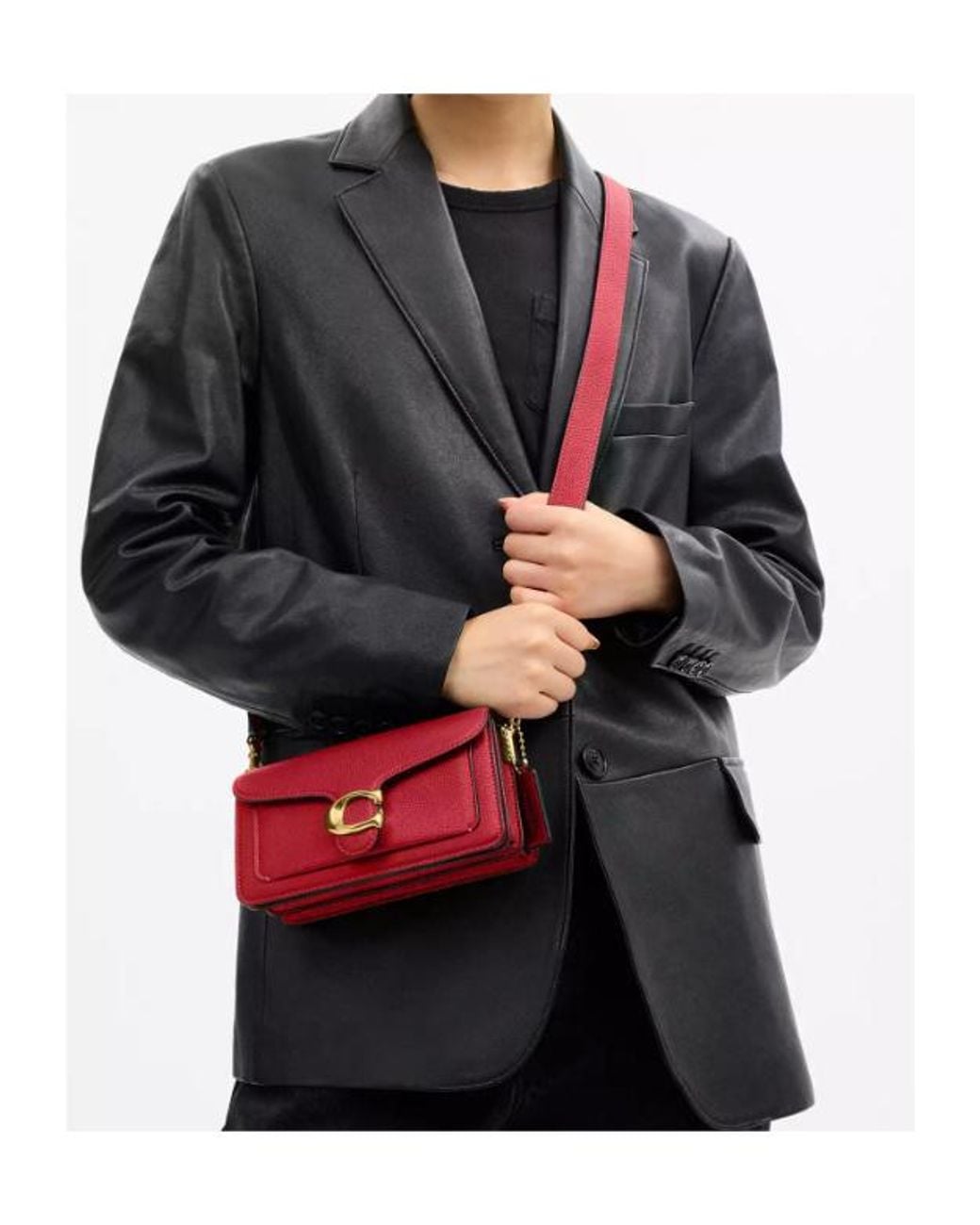 COACH Red Tabby 20 Logo Plaque Shoulder Bag