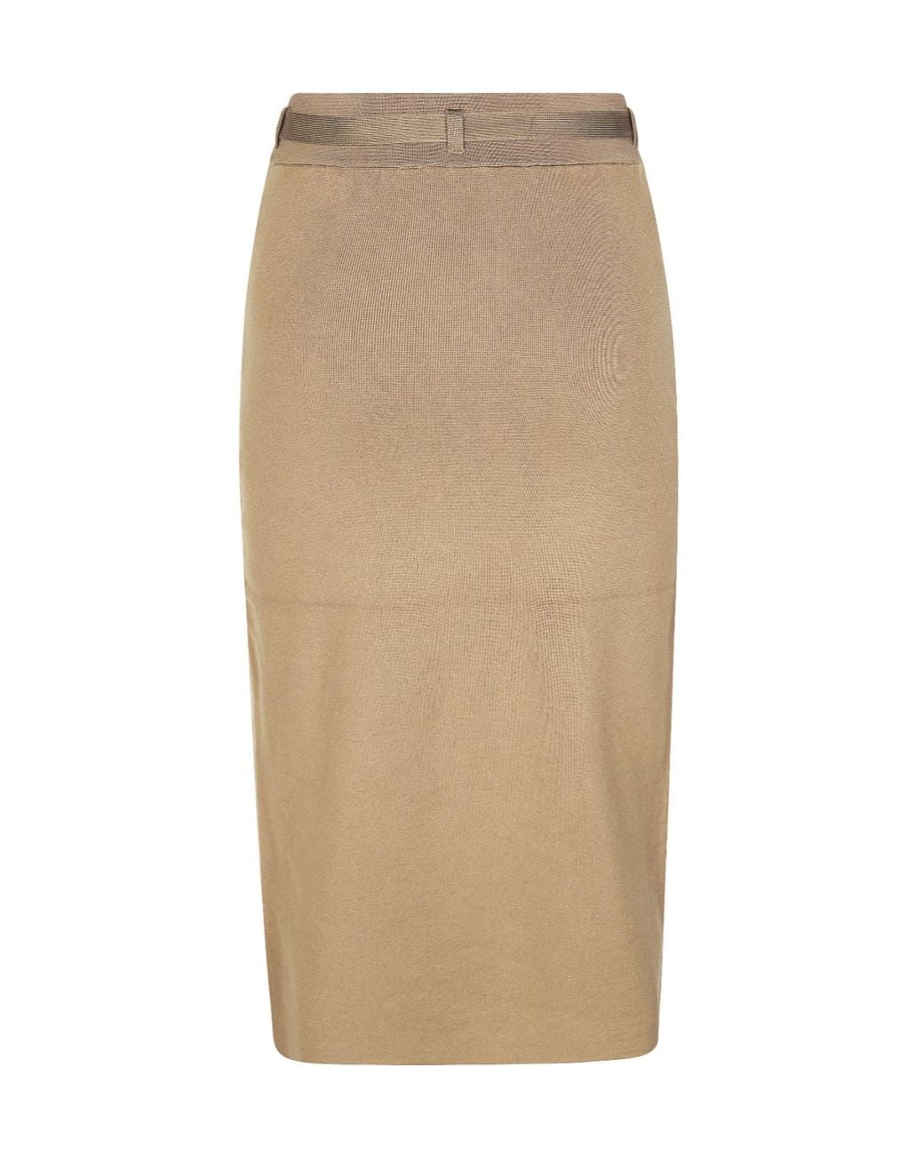 Elisabetta Franchi Natural Knit Midi Skirt With Side-Bands