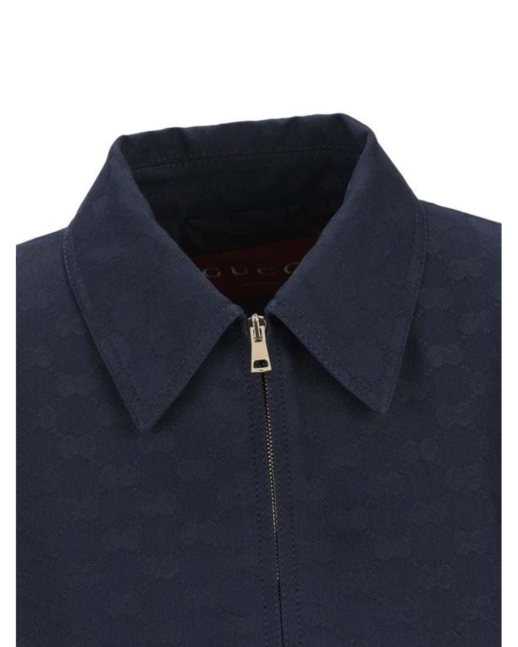 Gucci Blue Monogrammed Zip-Up Jacket