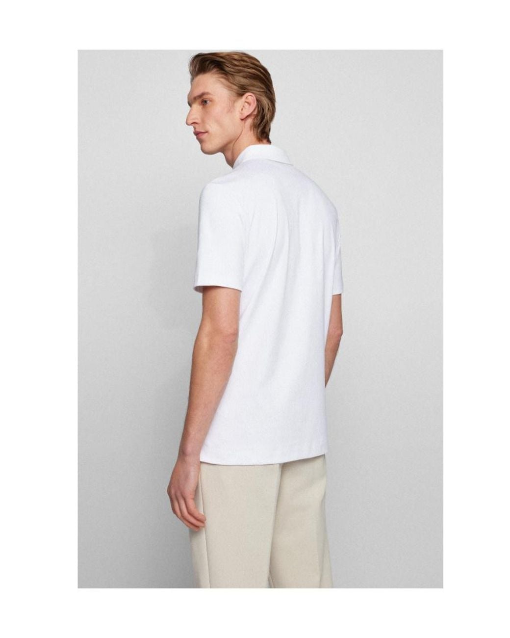 Boss White Boss Button Detailed Slim Fit Polo Shirt for men