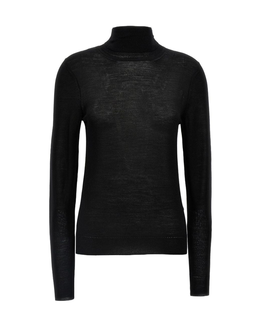 Saint Laurent Black Cassandre Turtleneck Long-Sleeved Jumper