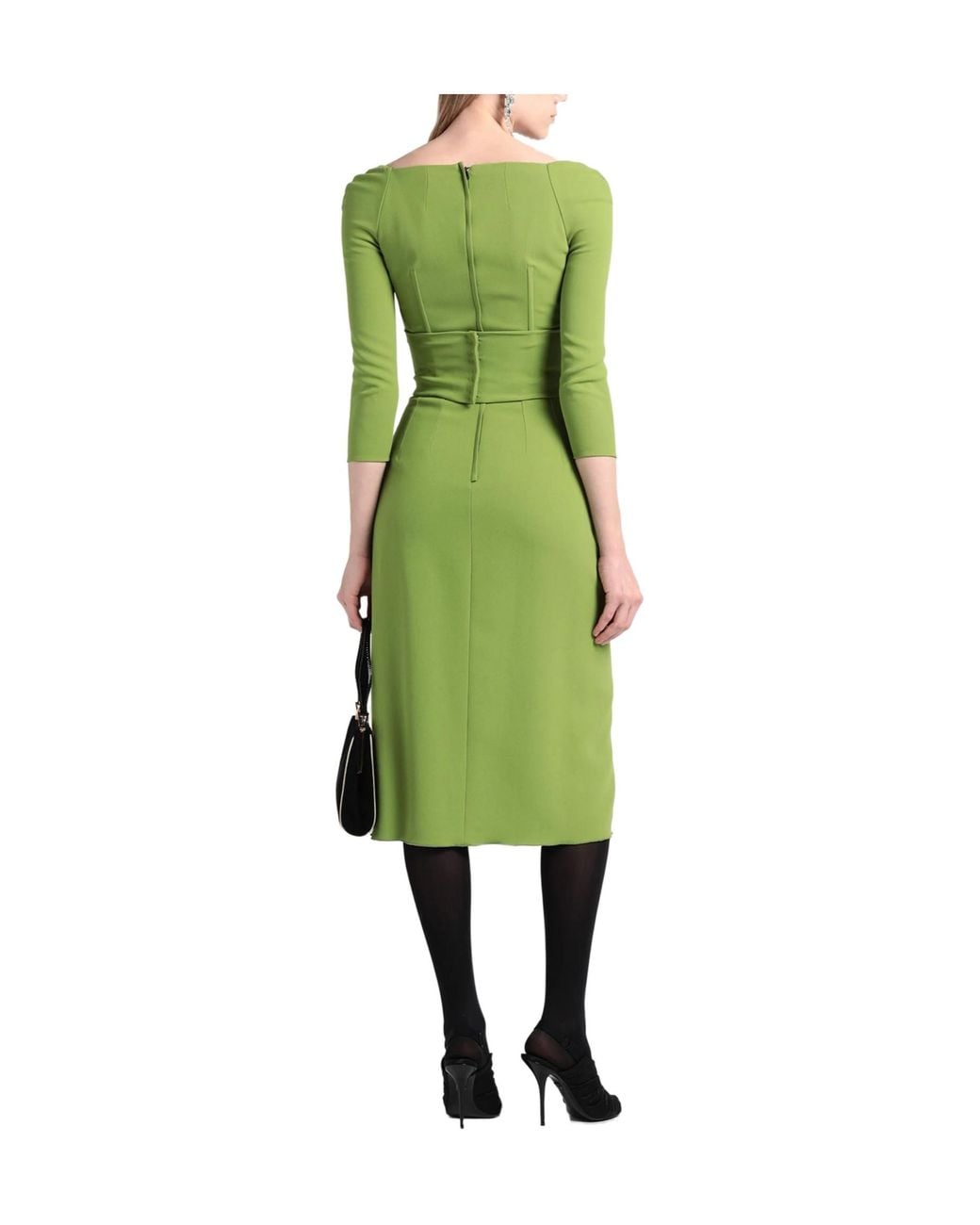 Dolce & Gabbana Green Solid-Colored Flare Skirt
