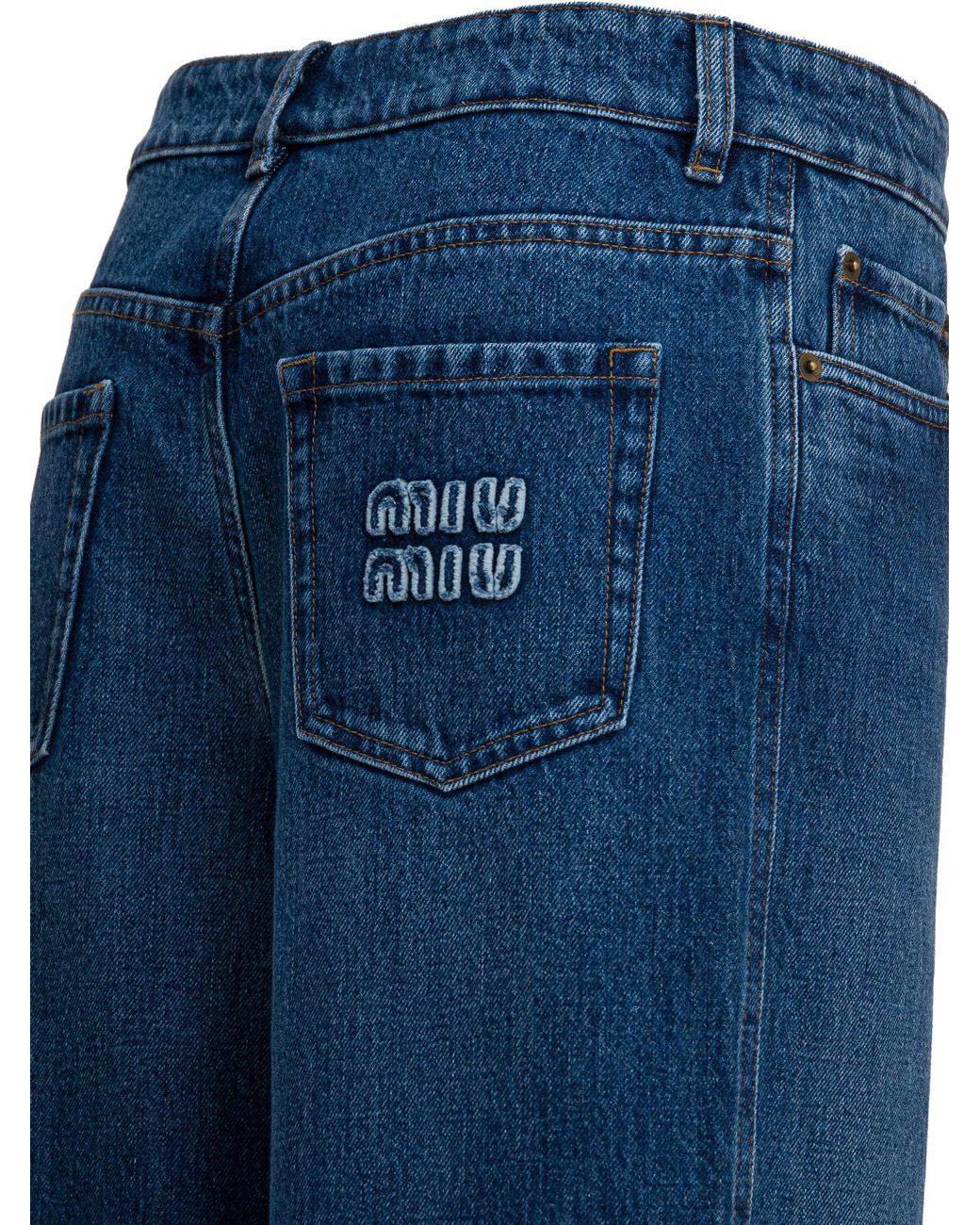 Miu Miu Blue High Waist Flared Jeans