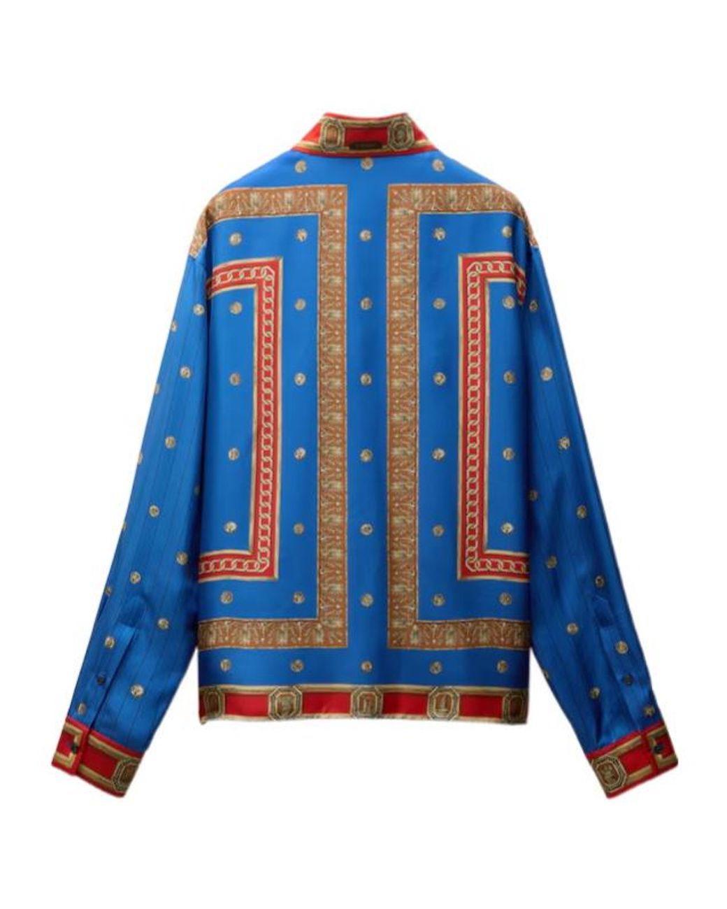 Versace Blue Pattern-Printed Twill Regular Shirt for men