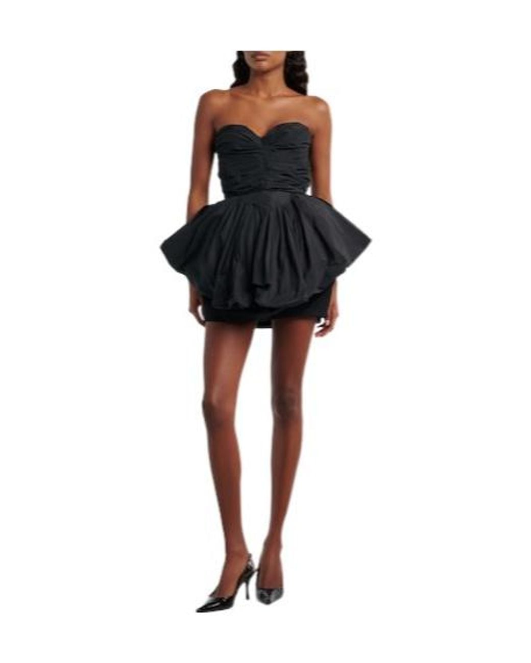 Magda Butrym Black Draped Wool Bustier Dress
