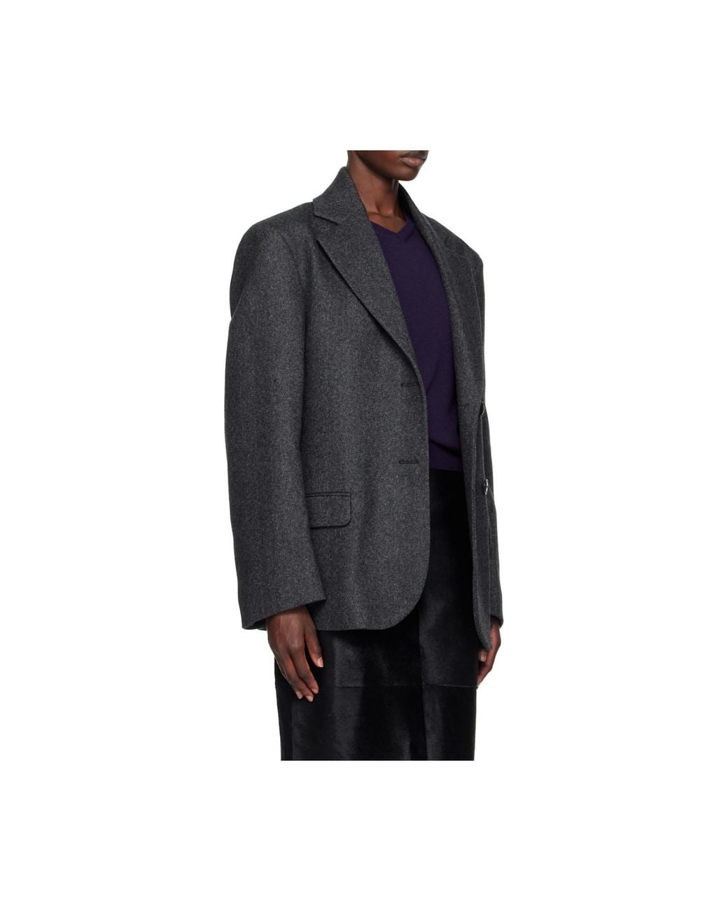 Rohe Black Double-Breasted Herringbone Blazer