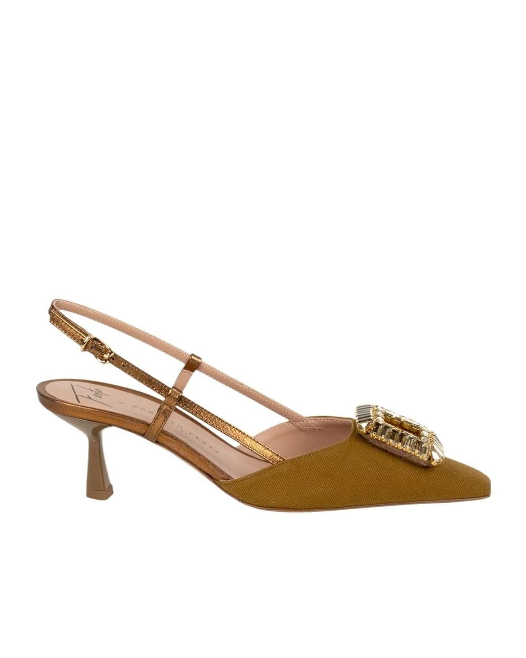 Roberto Festa Brown Ingrid Embellished Slingback Pumps