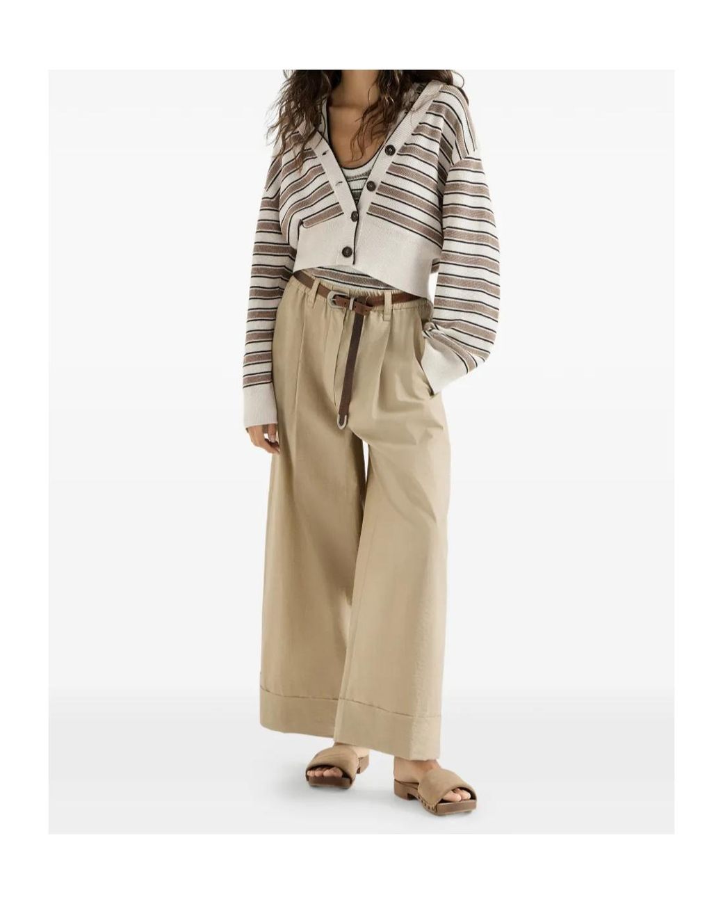 Brunello Cucinelli Multicolor Cotton Cardigan With Sparkling Stripes