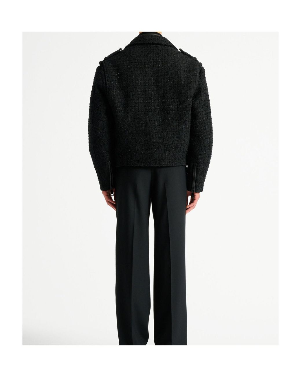 Balmain Black Tweed Biker Jacket for men
