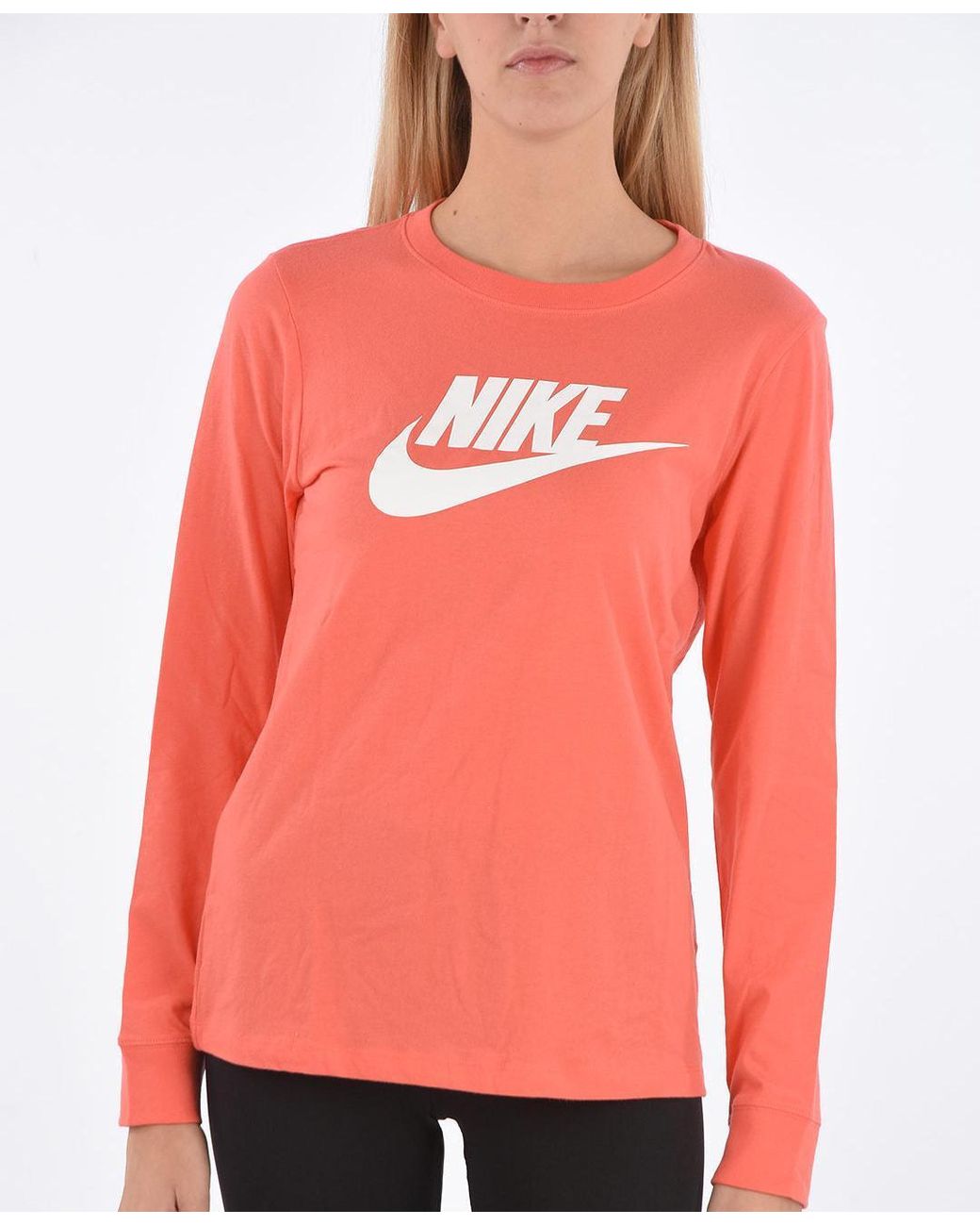 Nike Red Logo-Print Long-Sleeve T-Shirt
