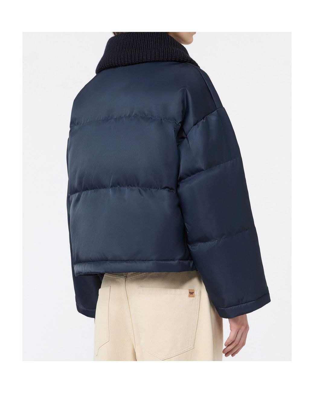 Weekend by Maxmara Blue Ribbed Collar Down Jacket