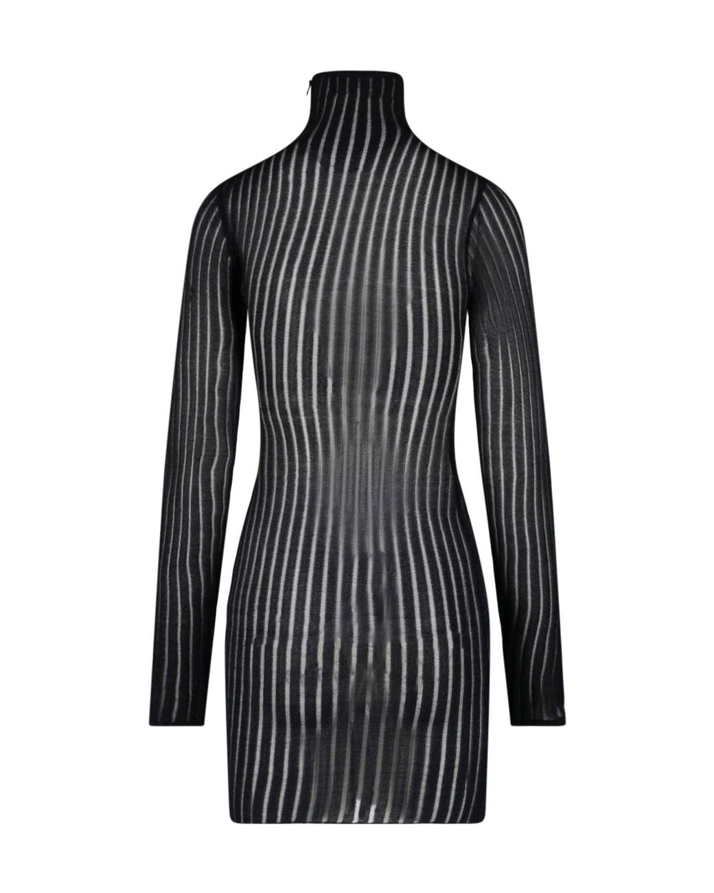 Dondup Black Erotica High Neck Striped Dress