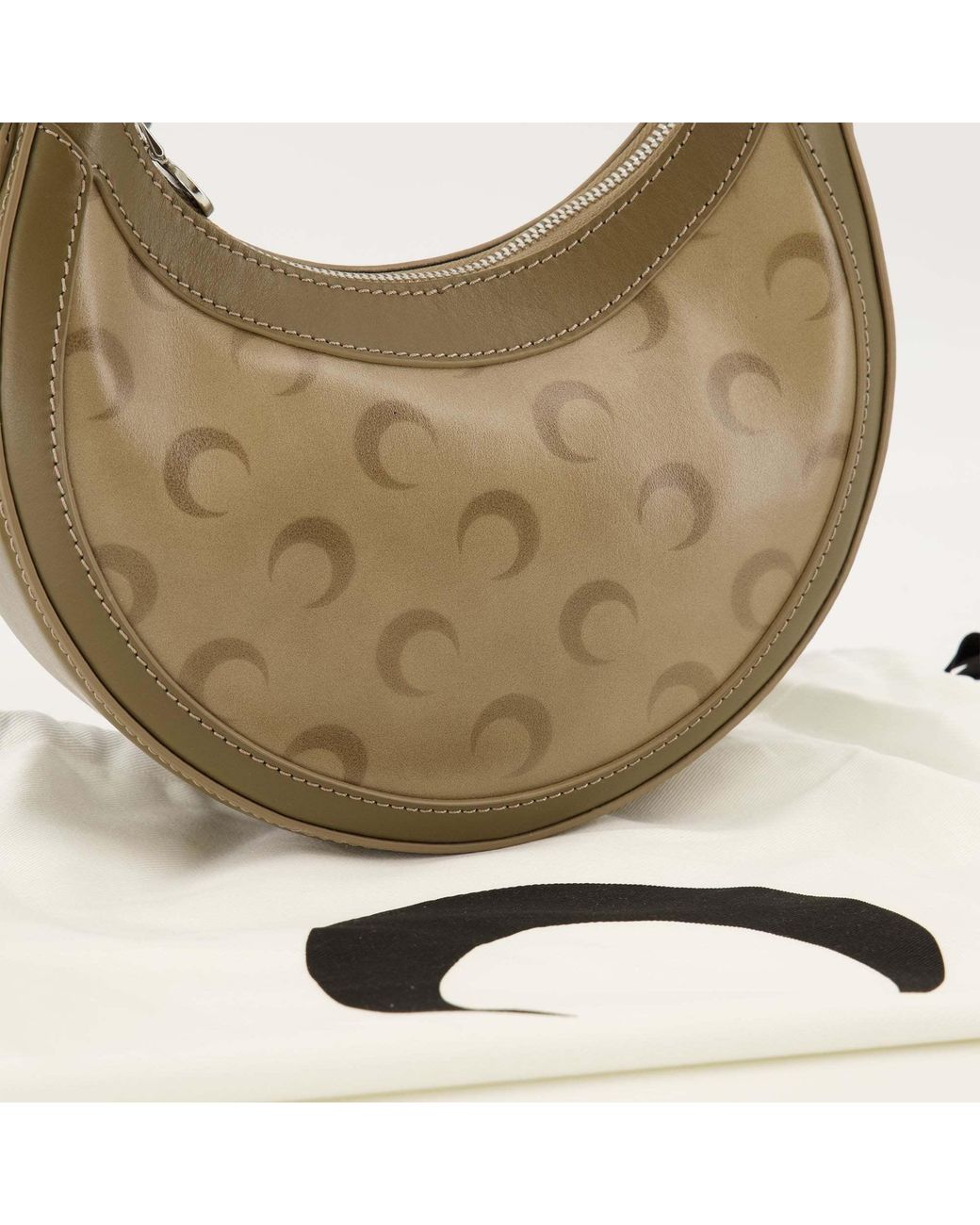 MARINE SERRE Gray Faded Leather Moon Eclips Mini Bag