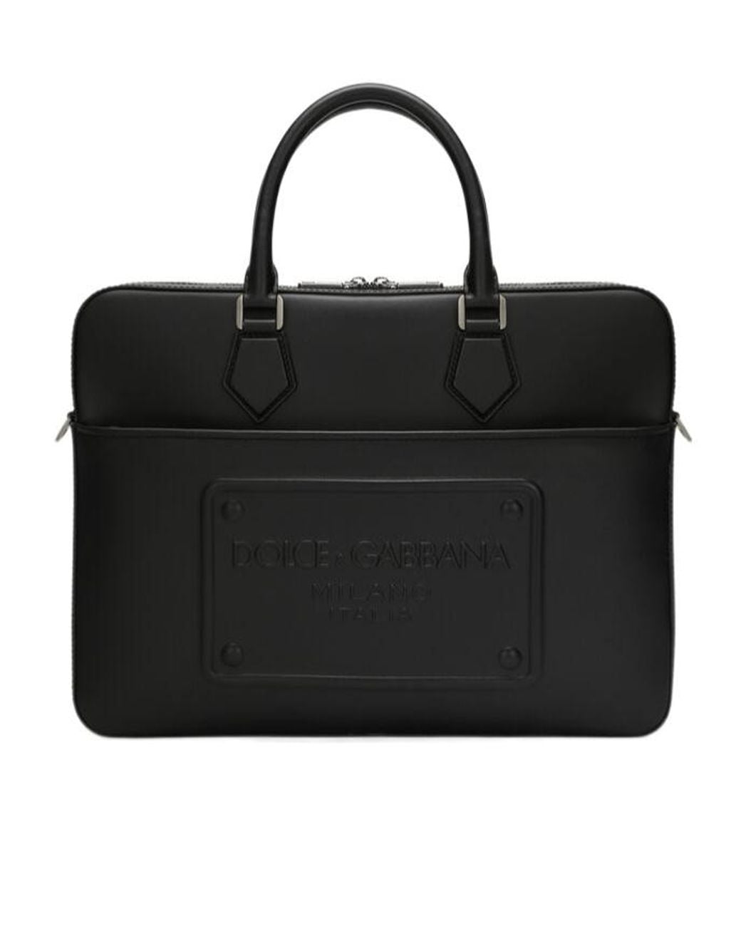 Dolce & Gabbana Black Milano Logo Tag Briefcase for men
