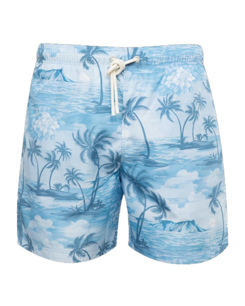 Palm Angels Blue Sunset Printed Drawstring Swim Shorts for men