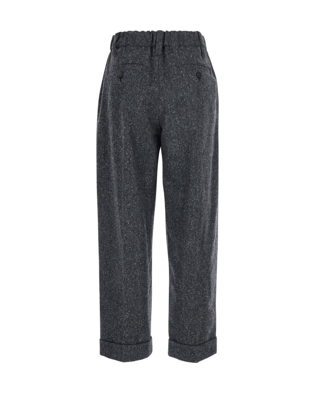 Brunello Cucinelli Gray 7/8-Length Elasticated Waistband Trousers