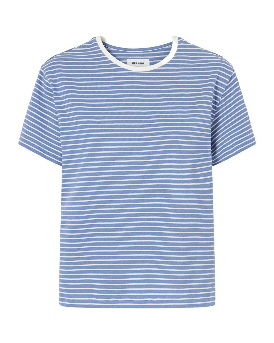 Still Here Blue Striped Cotton-Jersey T-Shirt
