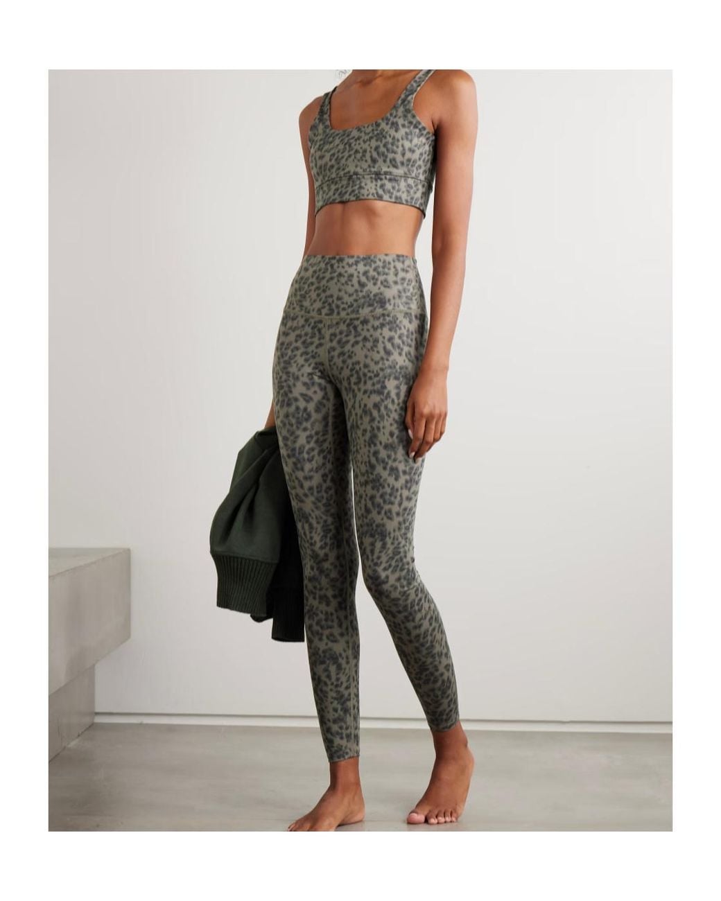 Varley Gray Cori Cheetah-Print Freesoft Sports Bra
