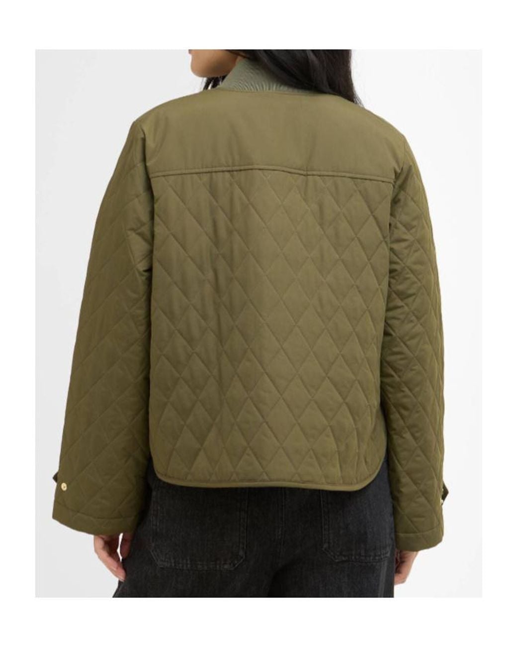 Barbour Green Diamond-Quilted Zip Jacket