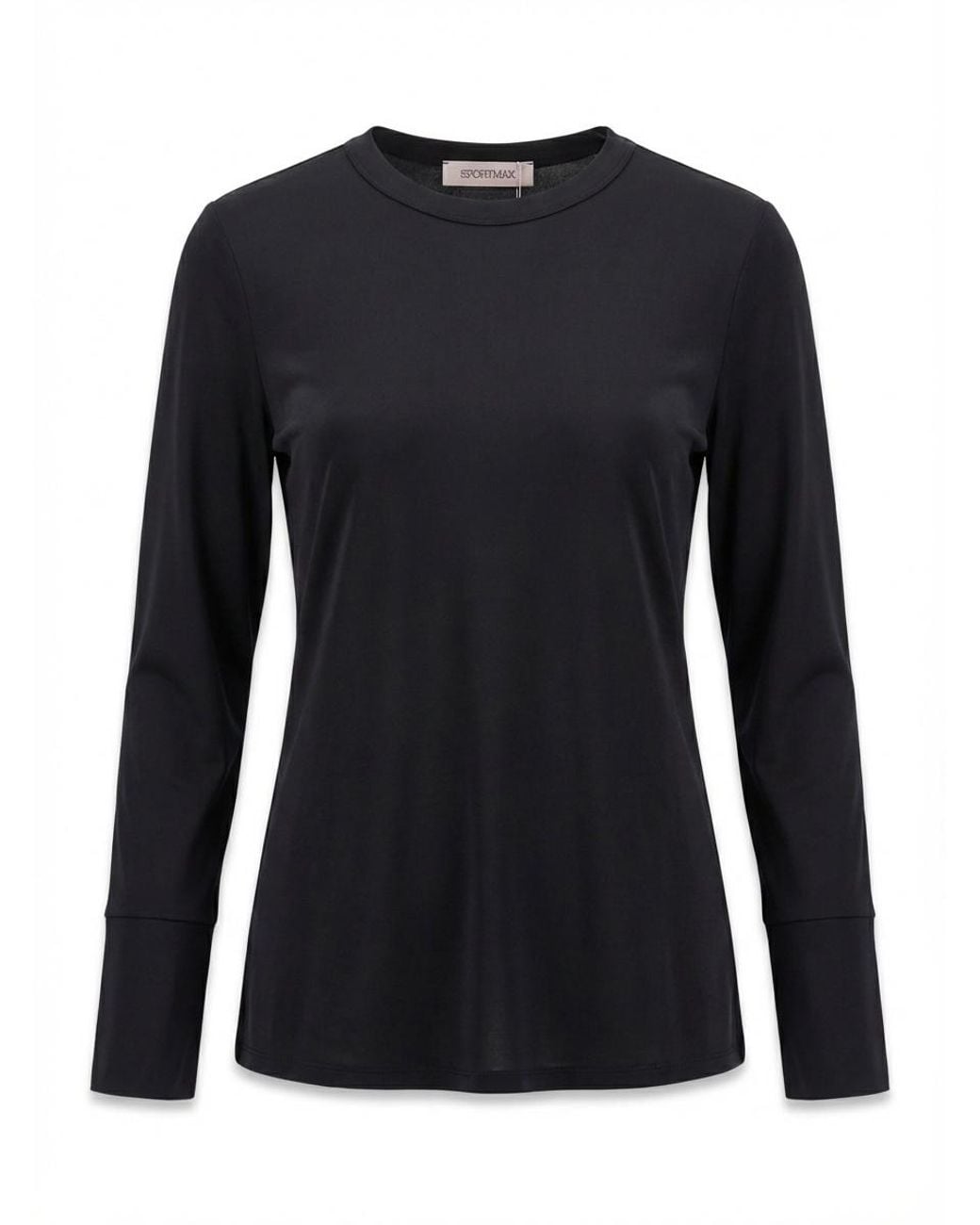 Sportmax Black T-Shirt With Round Neck And Long Sleeves