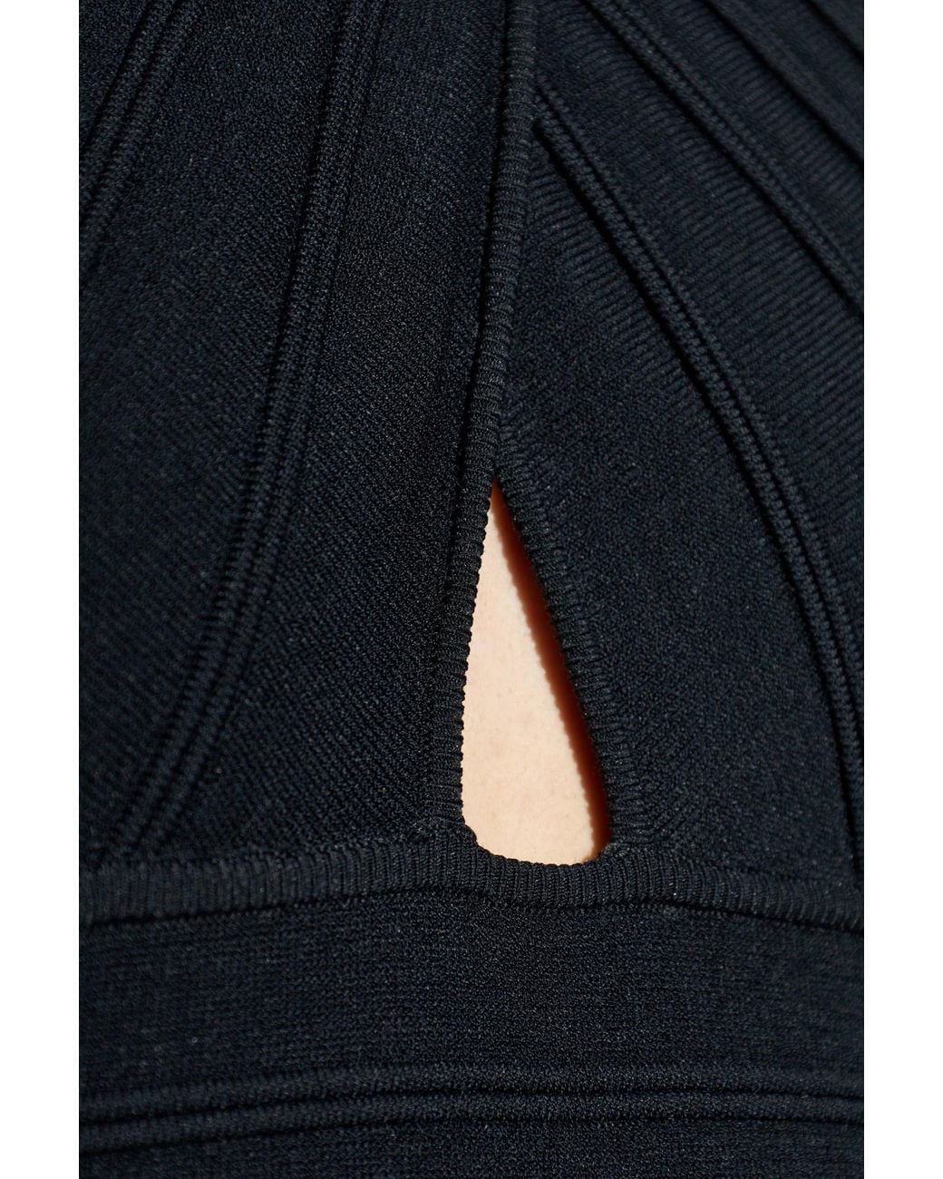 Cult Gaia Black Halterneck Ribbed Top