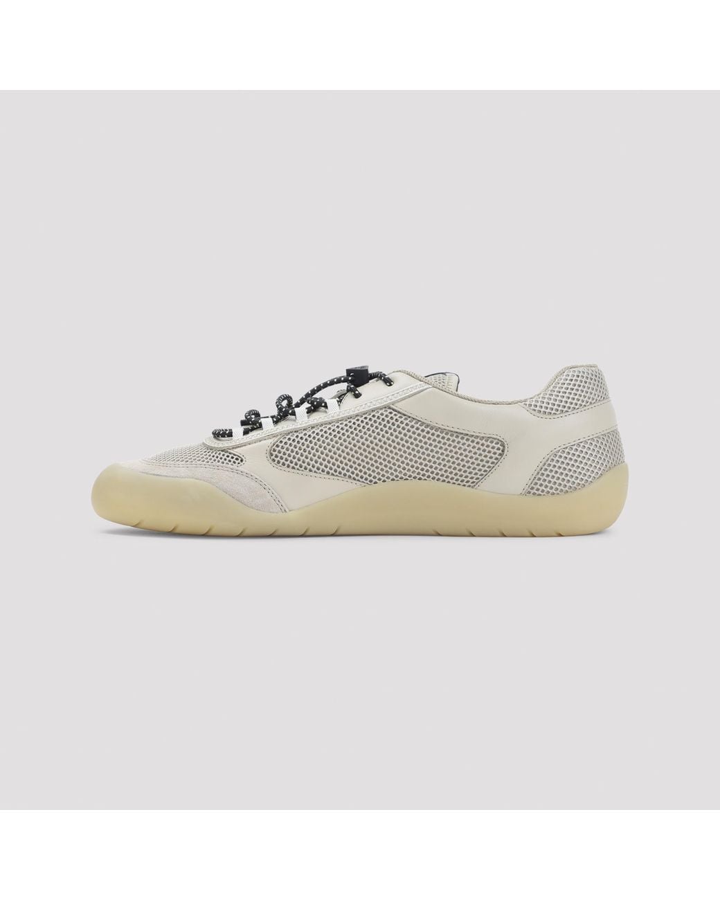 Prada White Mesh Lace-Up Low-Top Sneakers for men