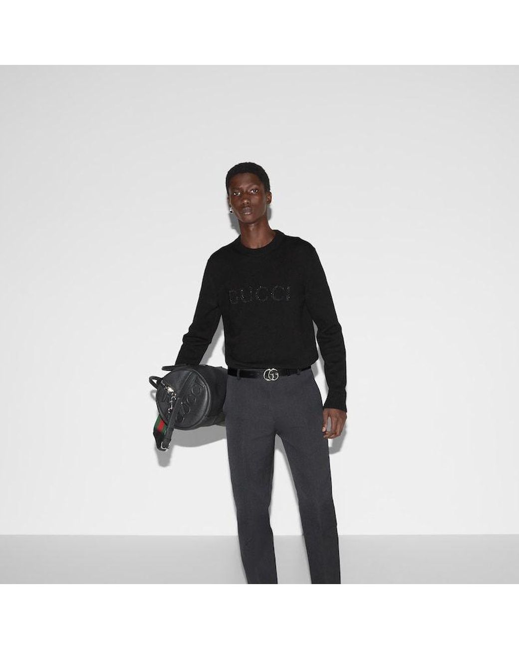 Gucci Black Gg Sequinned Jumper for men