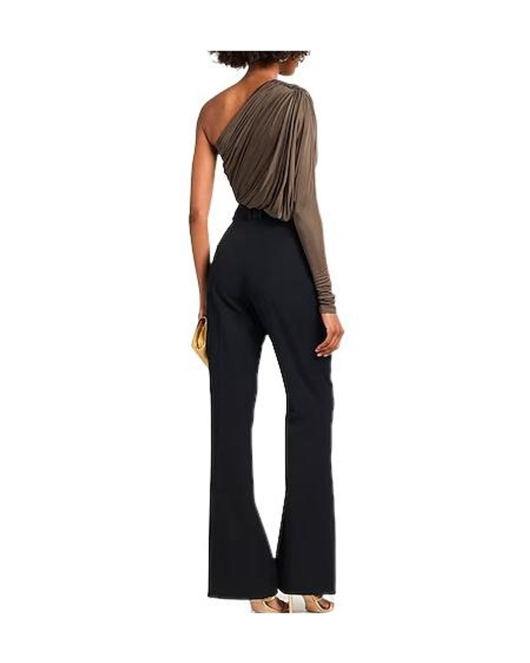 Saint Laurent Brown One-Shoulder Top