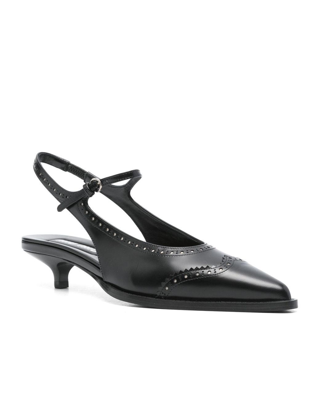 Miu Miu Black Pointed-Toe Slingback Pumps