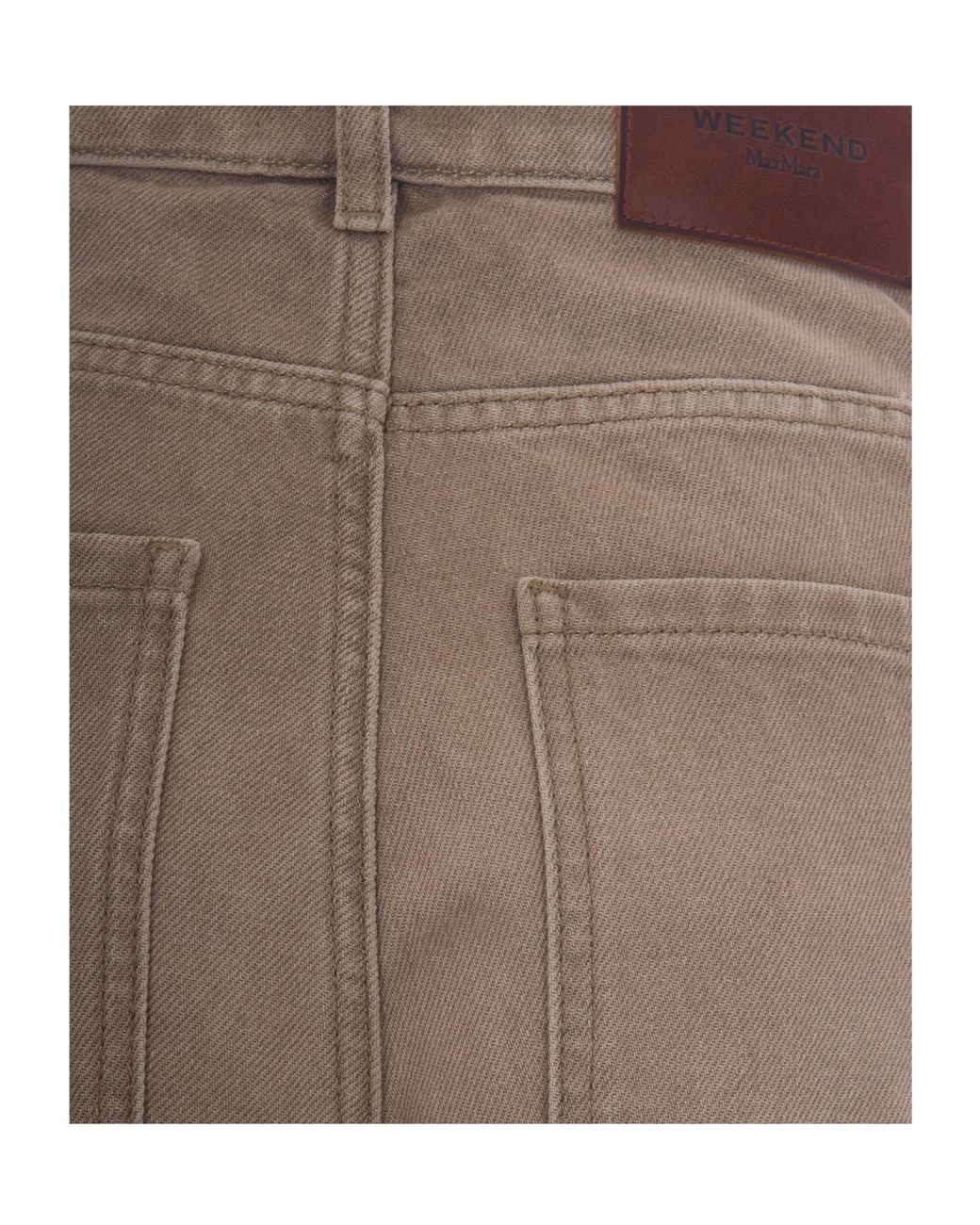 Weekend by Maxmara Natural Logo-Patch Barrel-Leg Jeans