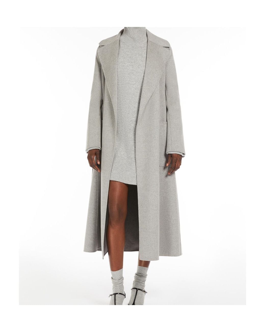 Max Mara Gray 'S Paolore Belted Long-Sleeved Coat