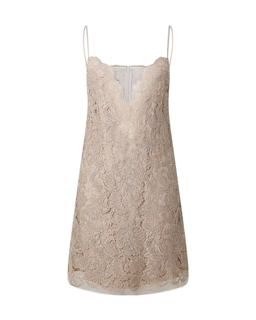 Gucci Natural Florallace Slip Mini Dress