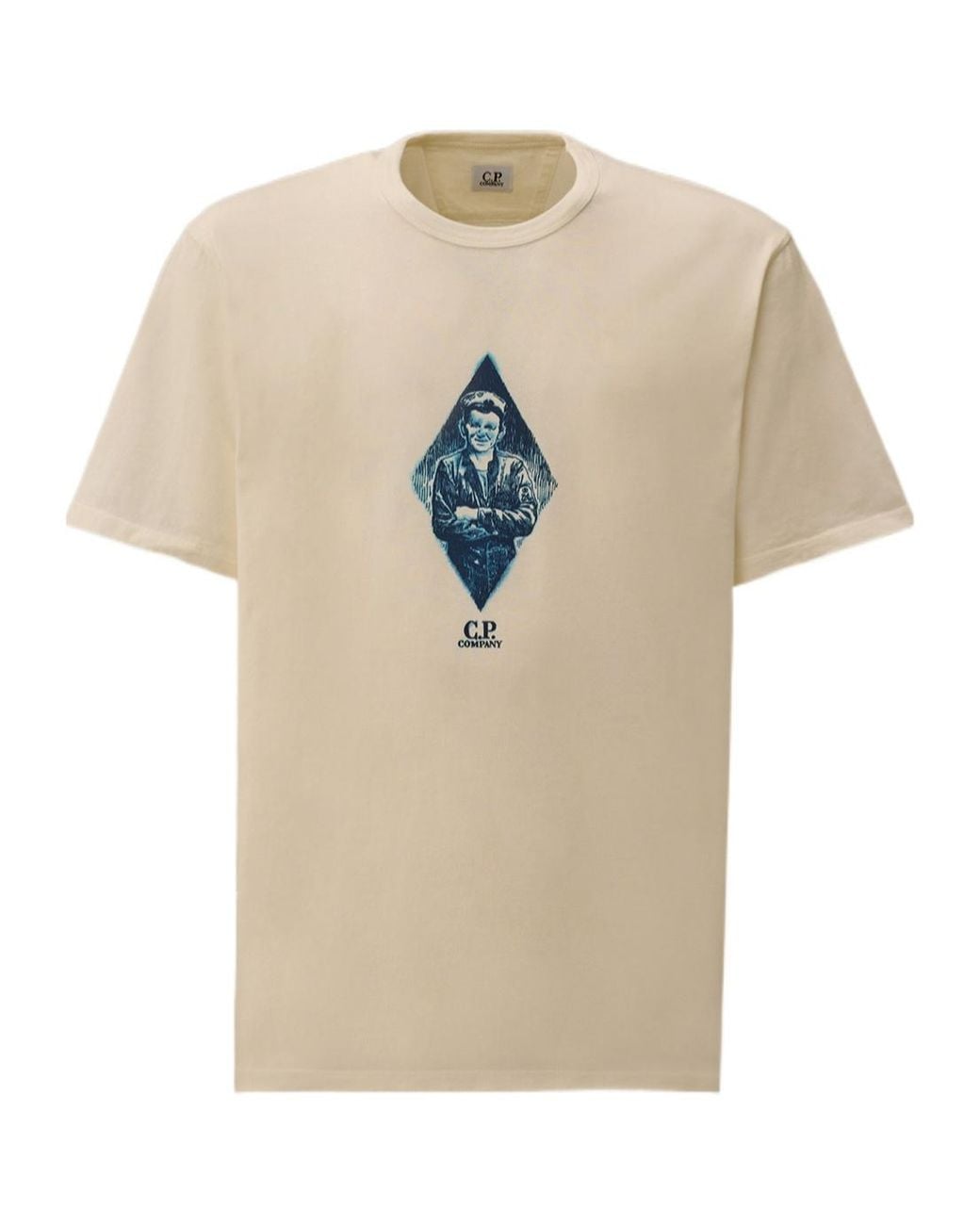 C P Company Natural Logo-Print Short-Sleeved T-Shirt for men